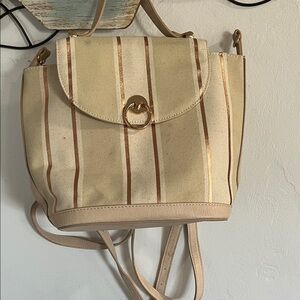 Elegant Beige and Gold Striped Women's Tote